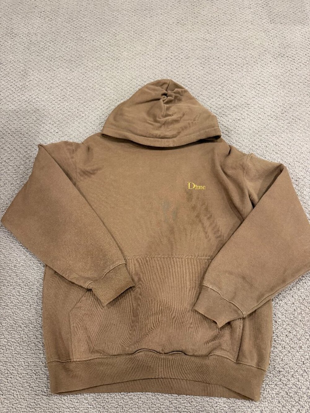 Dime MTL Washed Brown Logo Hoodie Medium